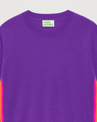 Pull à bande multicolore en cachemire - Neon Purple