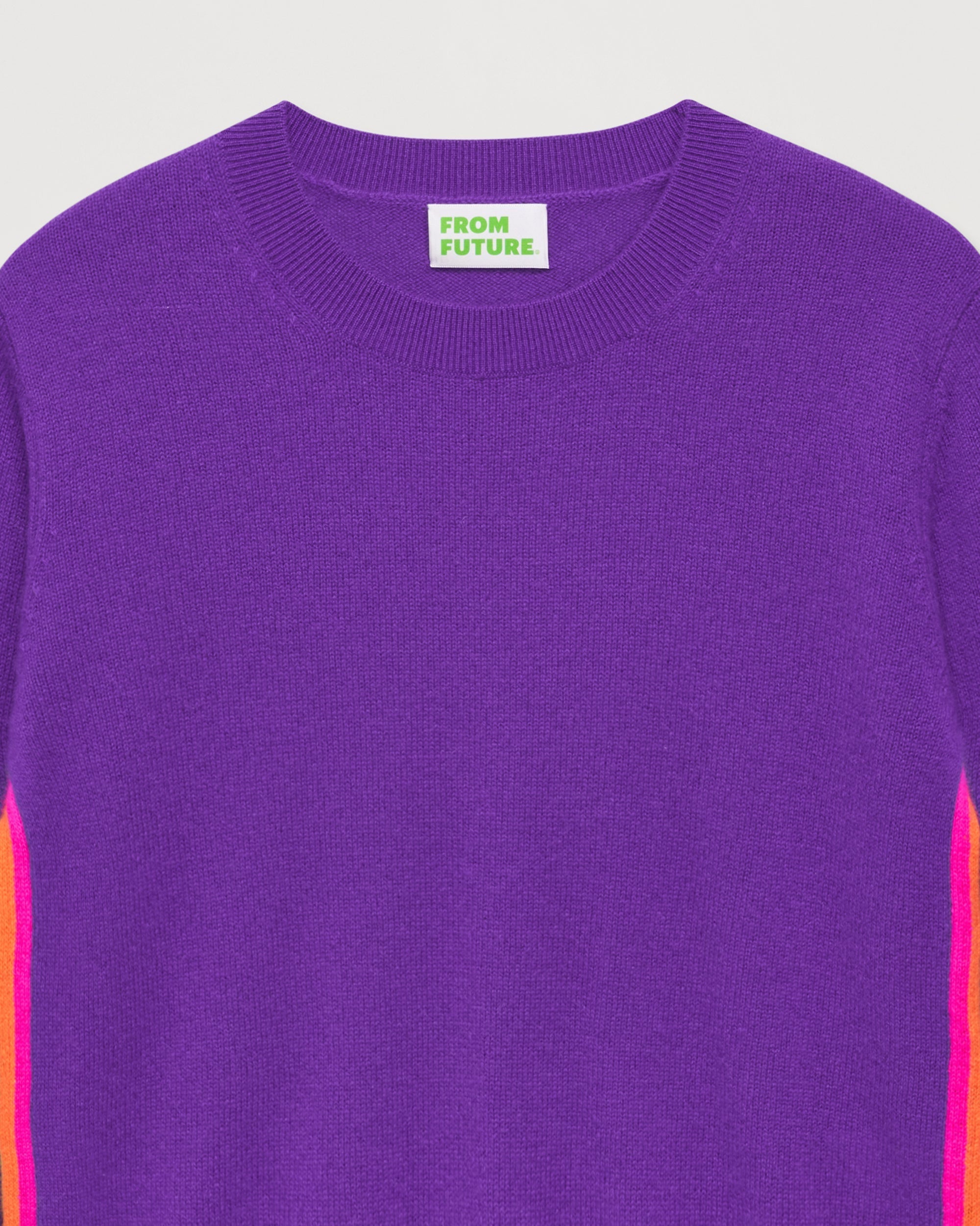 Pull à bande multicolore en cachemire - Neon Purple