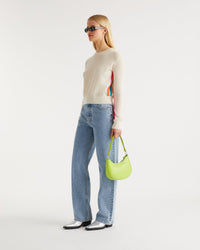 Pull à bande multicolore en cachemire - Ecru