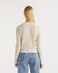 Pull à bande multicolore en cachemire - Ecru