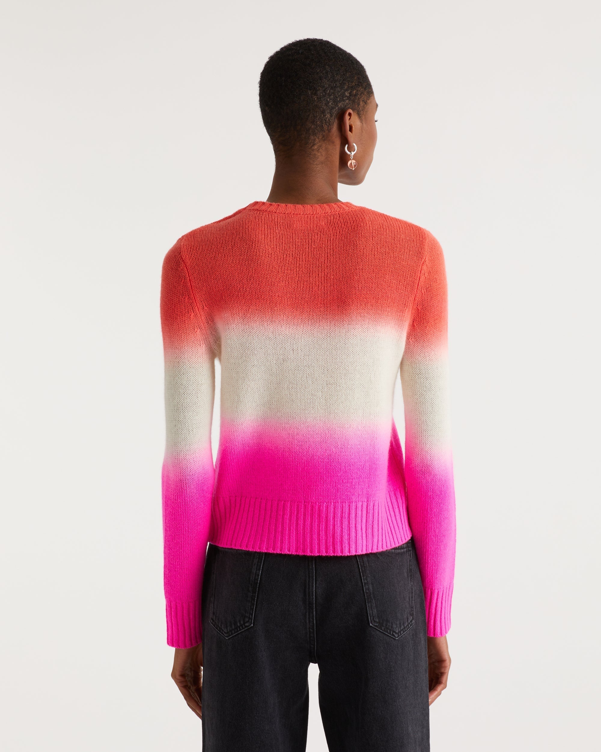 Pull Dip dye tricolore en cachemire - Red Fuschia