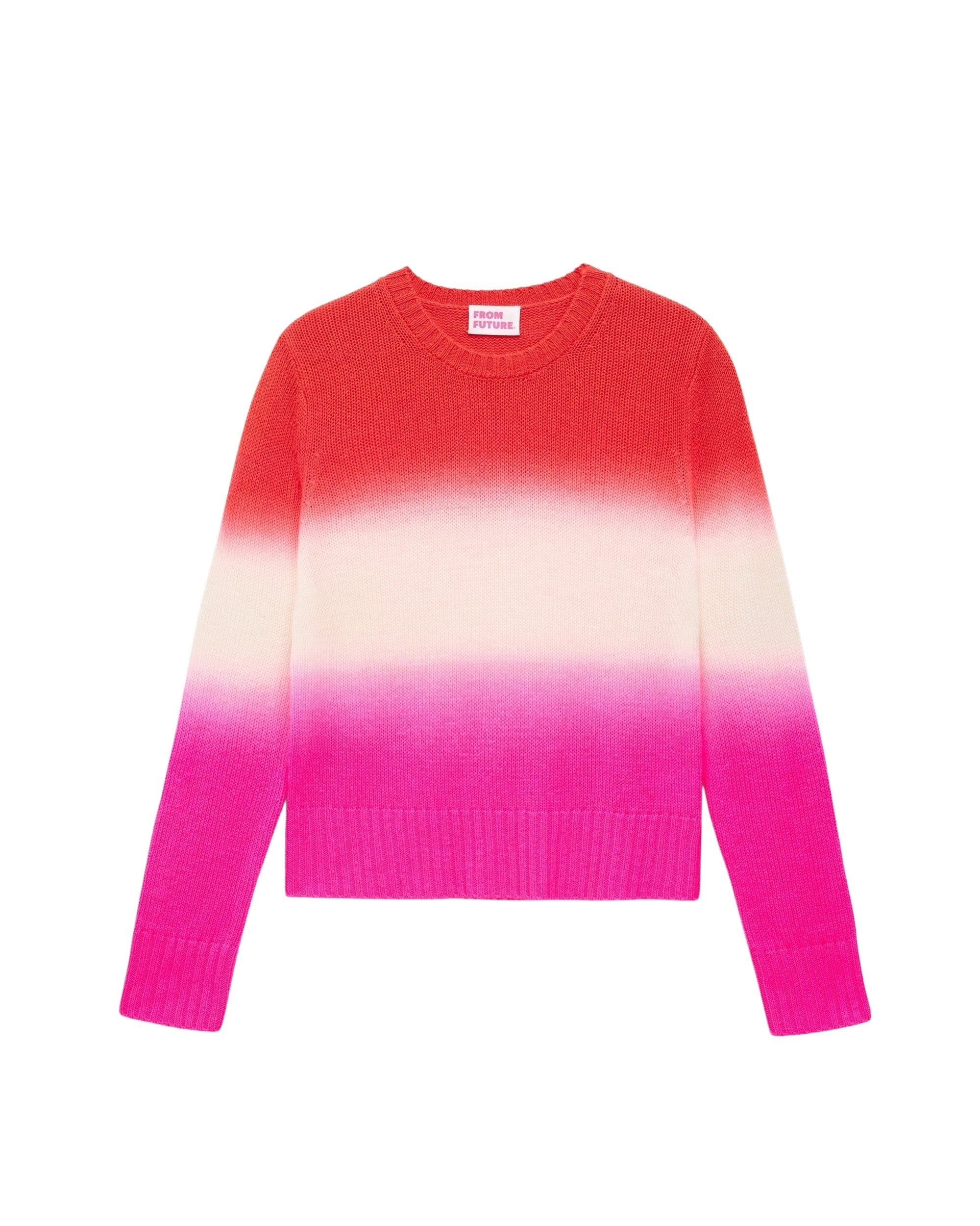 Pull Dip dye tricolore en cachemire - Red Fuschia