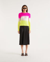 Pull Dip dye tricolore en cachemire - Fuschia Yellow