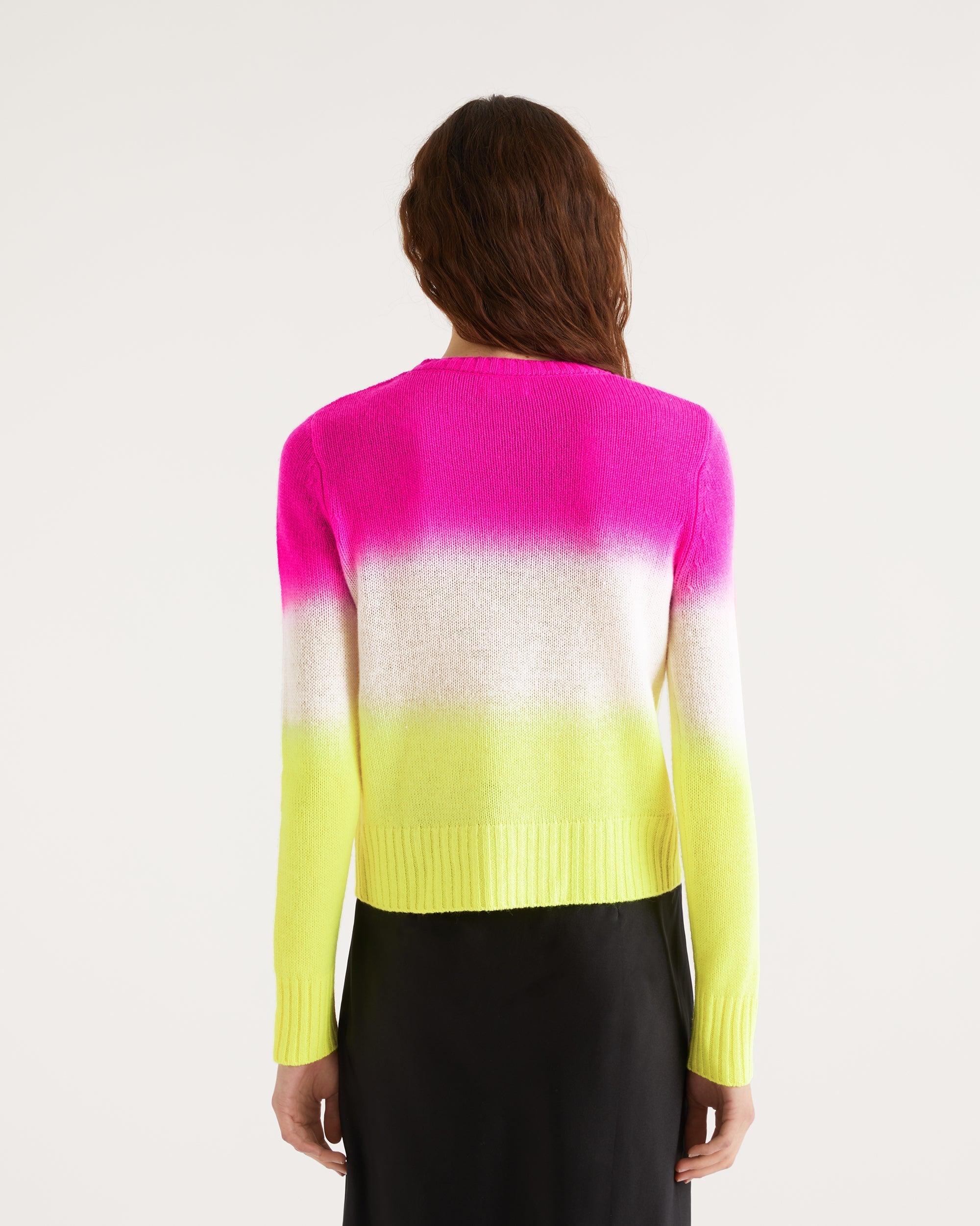 Pull Dip dye tricolore en cachemire - Fuschia Yellow
