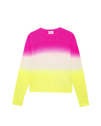 Pull Dip dye tricolore en cachemire - Fuschia Yellow