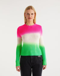 Pull Dip dye tricolore en cachemire - Pink Green