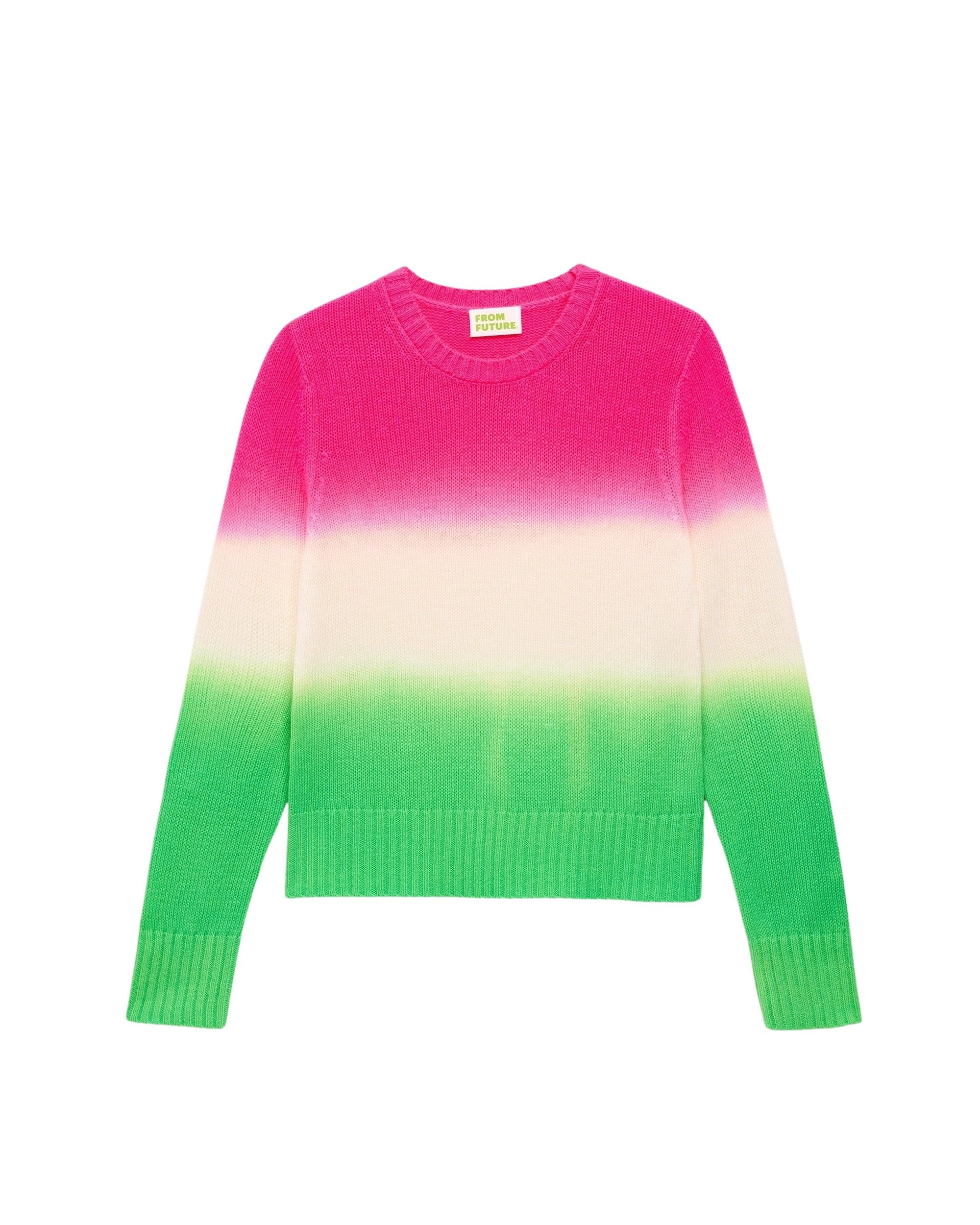 Pull Dip dye tricolore en cachemire - Pink Green