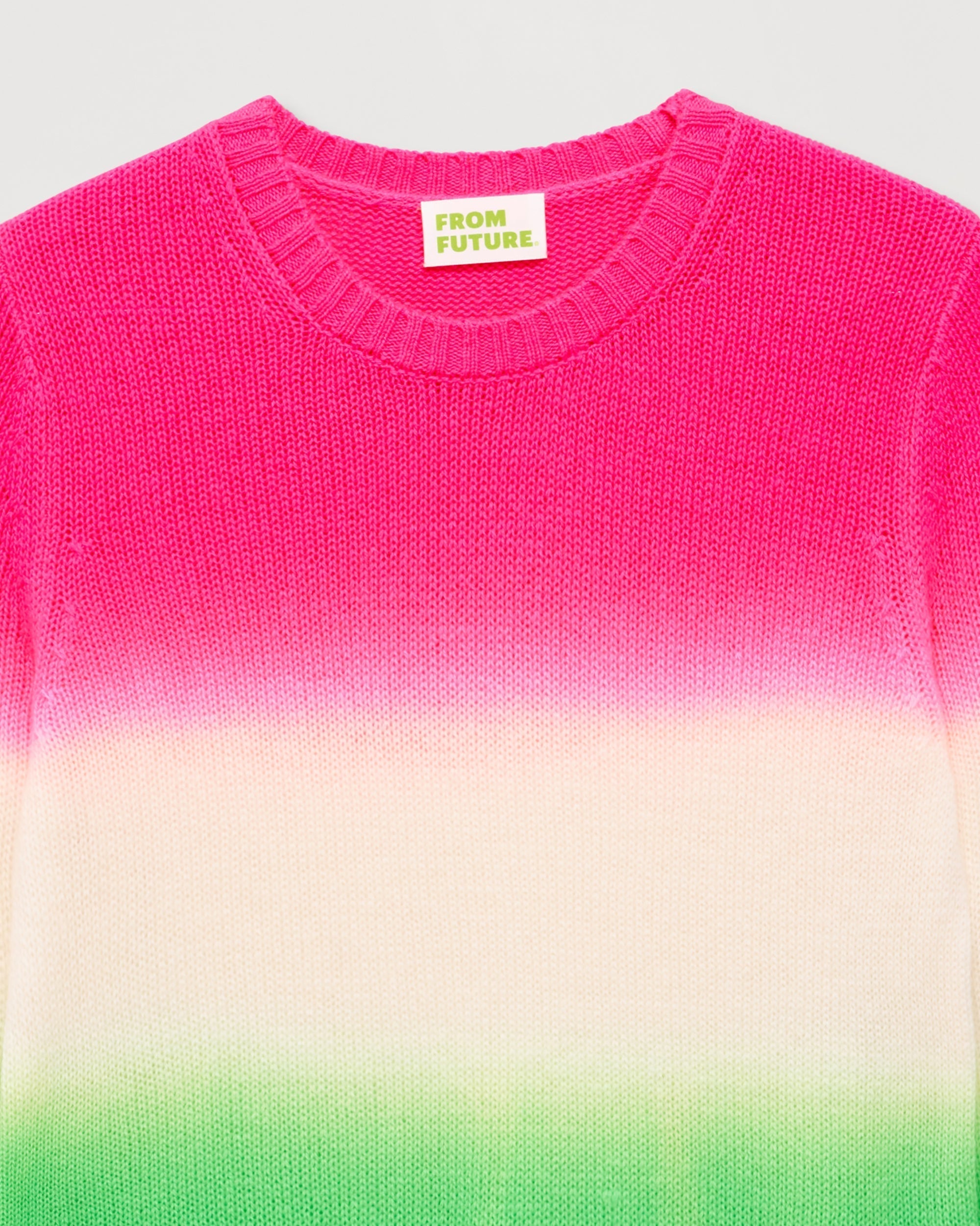 Pull Dip dye tricolore en cachemire - Pink Green
