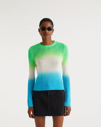 Pull Dip dye tricolore en cachemire - Green Blue