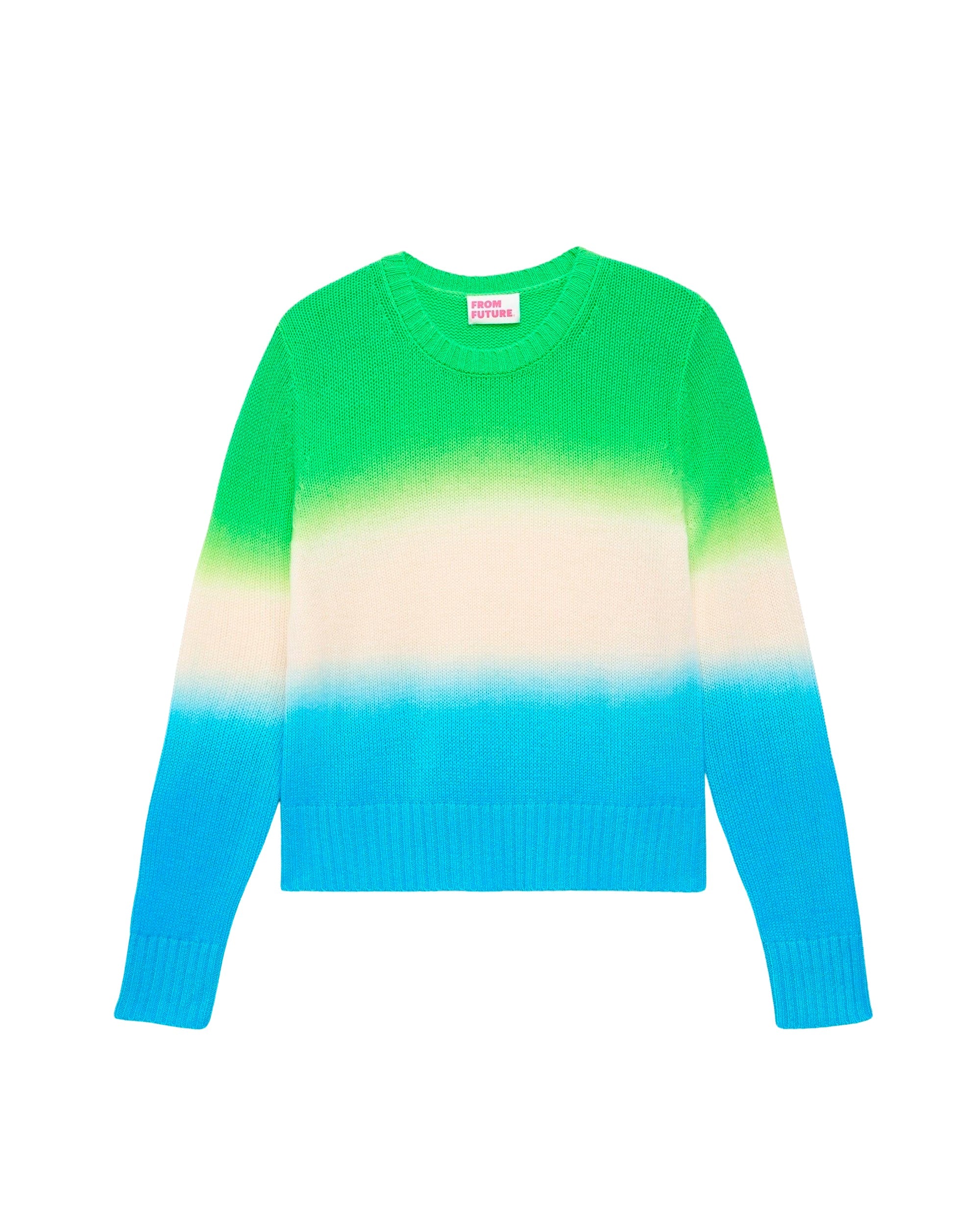 Pull Dip dye tricolore en cachemire - Green Blue