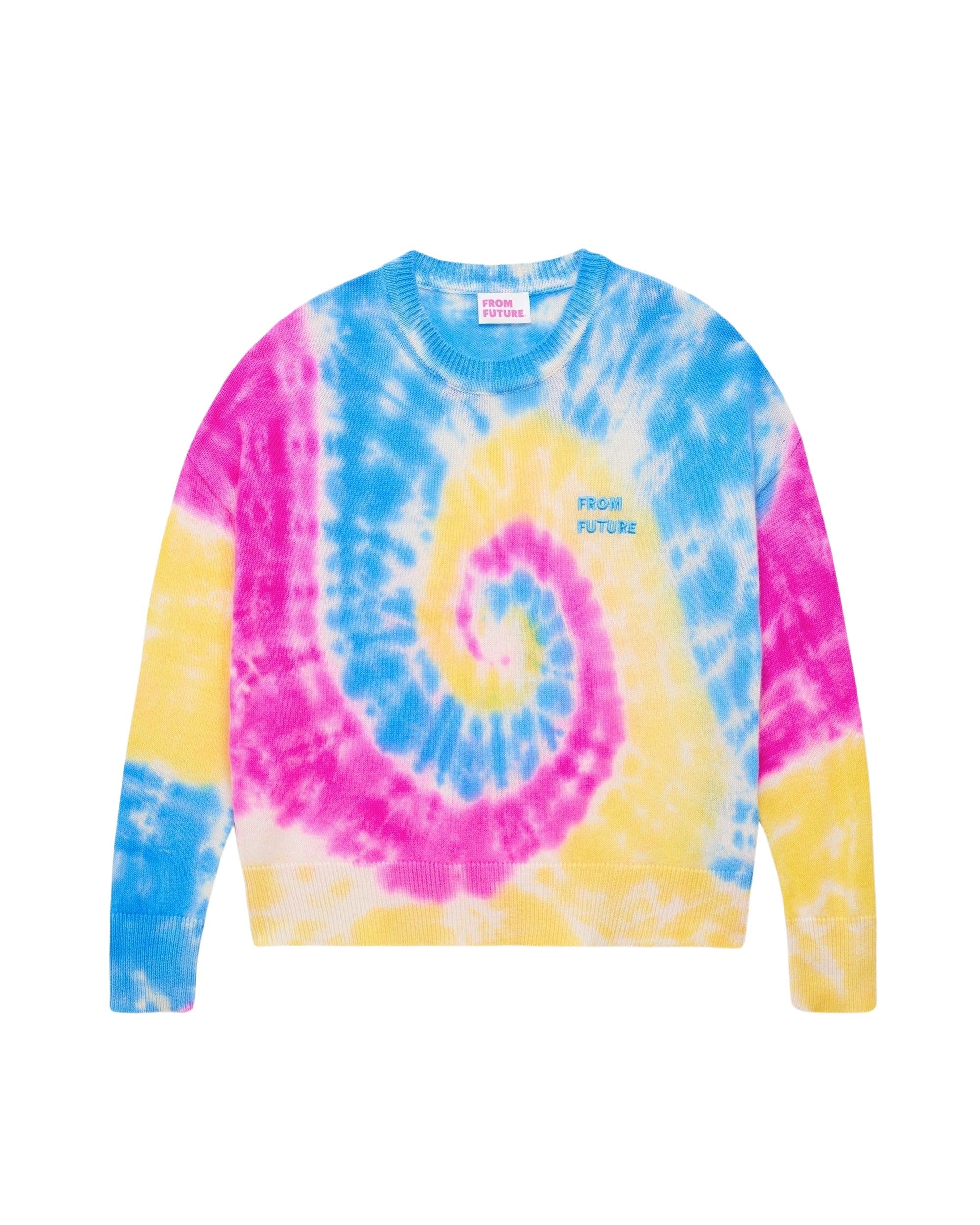 Pull Tie and dye multicolore From Future en cachemire - Tie & Dye Blue Yellow