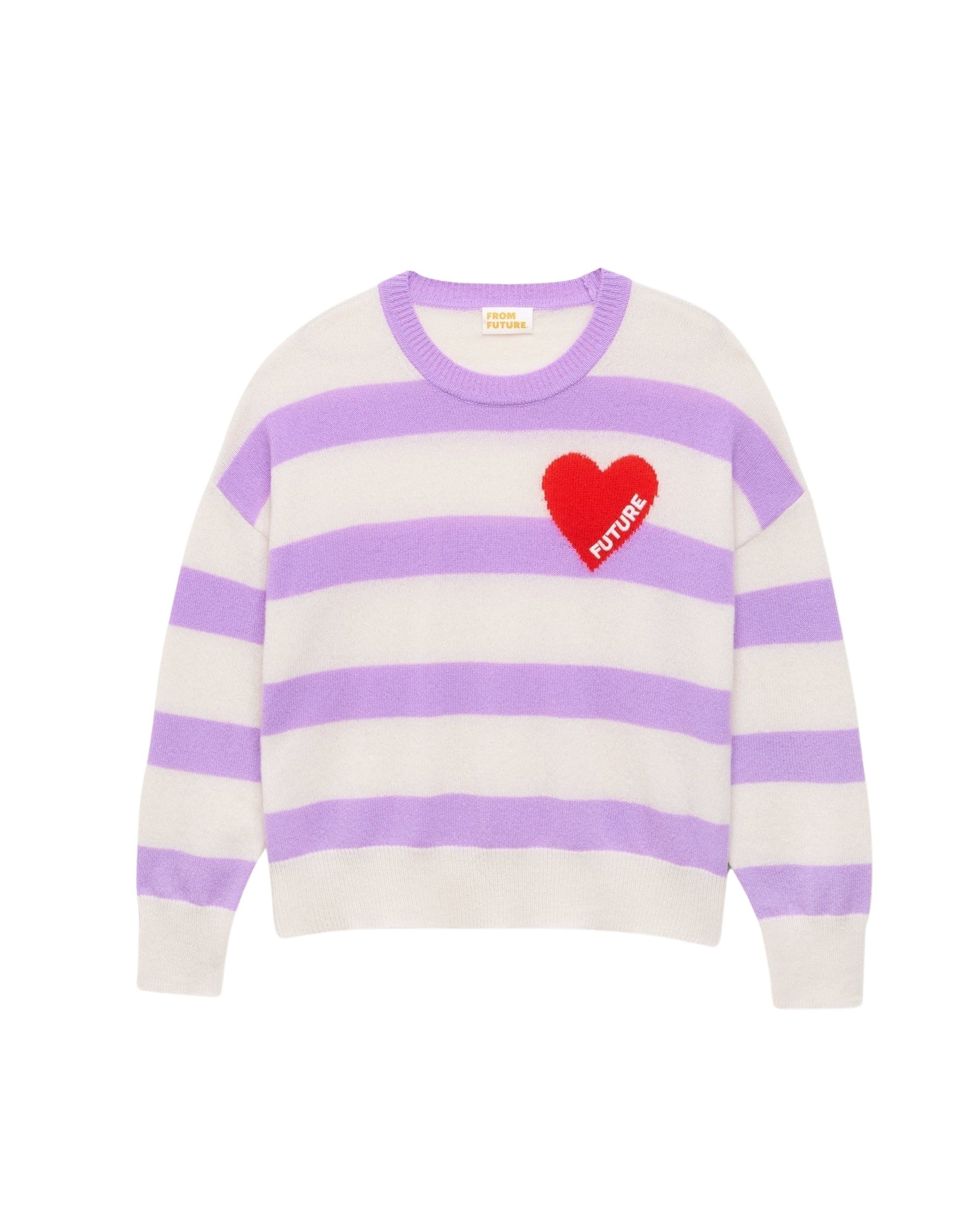 Pull à rayures coeur en cachemire - Holiday Lilac