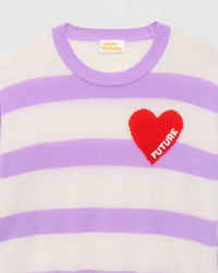 Pull à rayures coeur en cachemire - Holiday Lilac