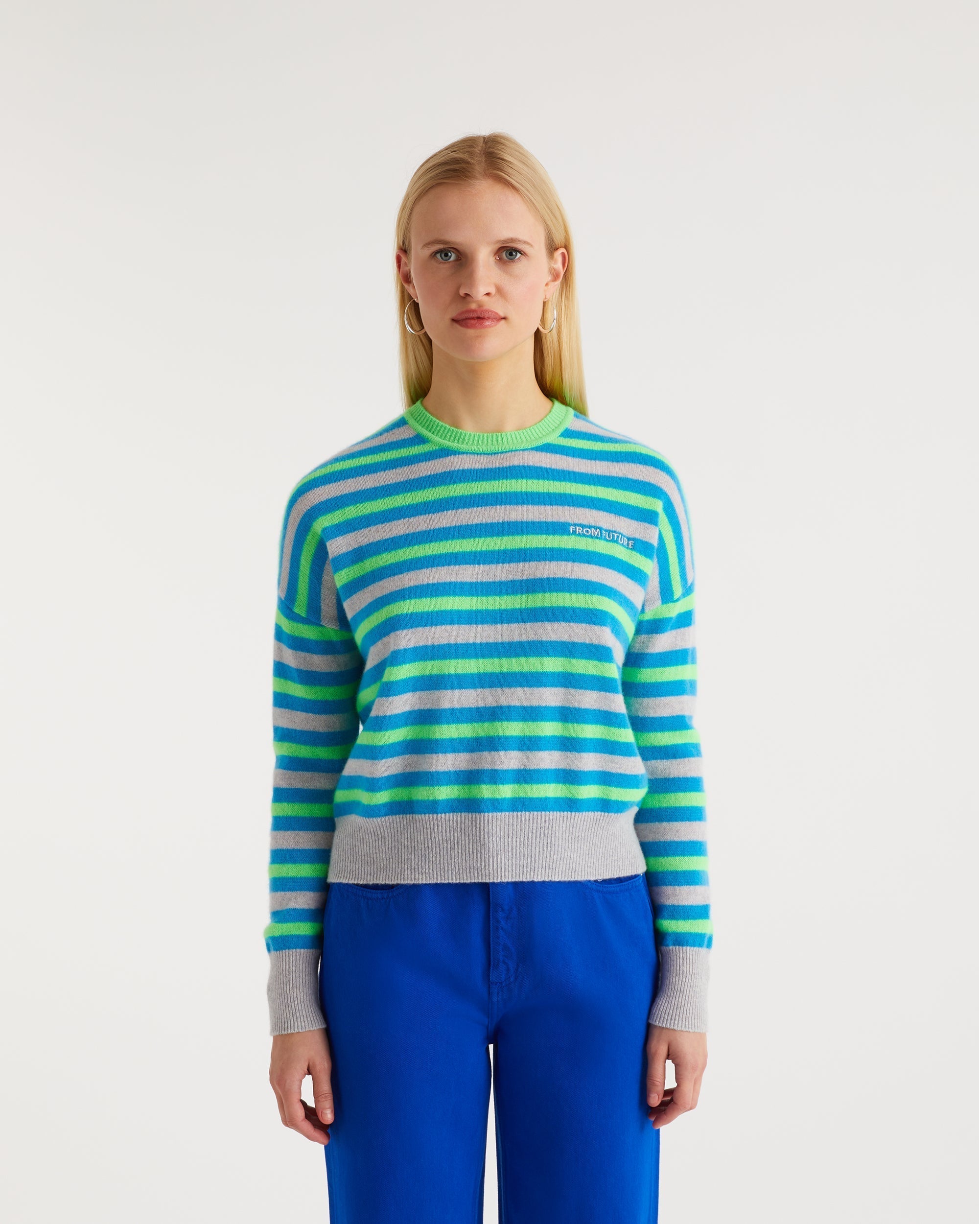Pull marinière tricolore fromfuture en cachemire - Light Heather Gray