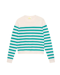Pull marinière bicolore Light en cachemire - Water Blue