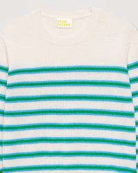 Pull marinière bicolore Light en cachemire - Water Blue