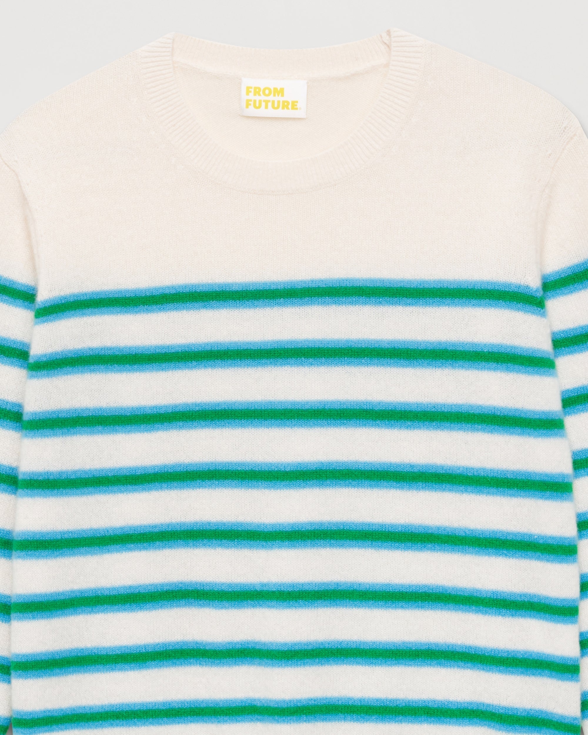 Pull marinière bicolore Light en cachemire - Water Blue
