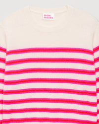 Pull marinière bicolore Light en cachemire - Summer Fuchsia