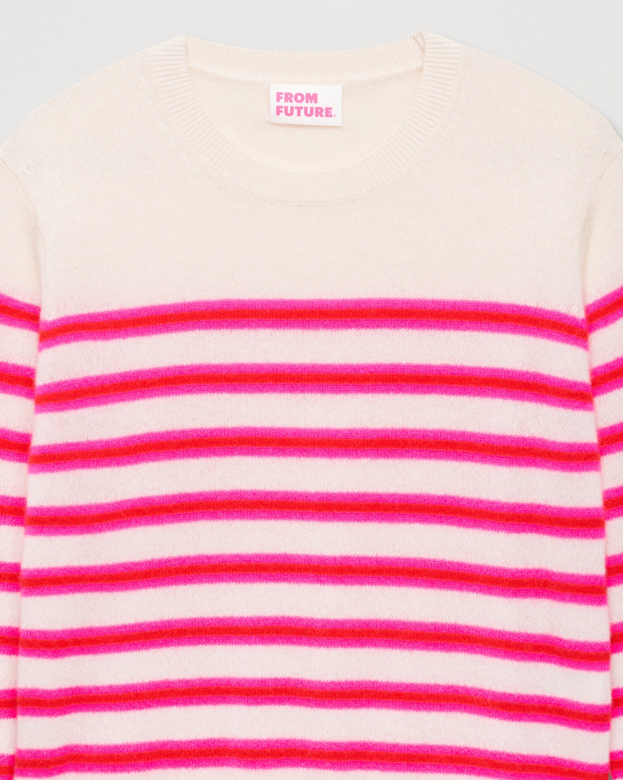 Pull marinière bicolore Light en cachemire - Summer Fuchsia