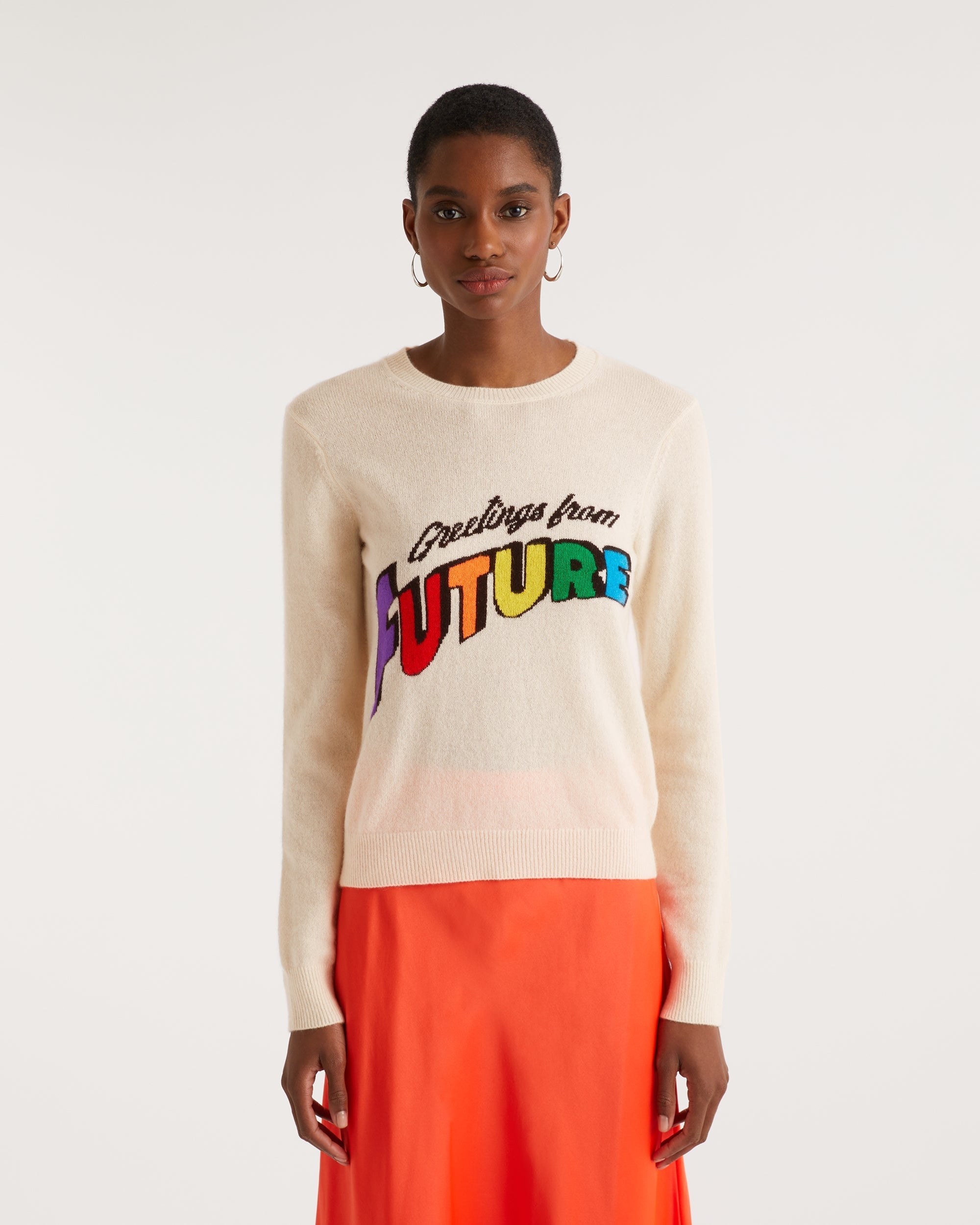 Pull Greetings from future court en cachemire - Ecru
