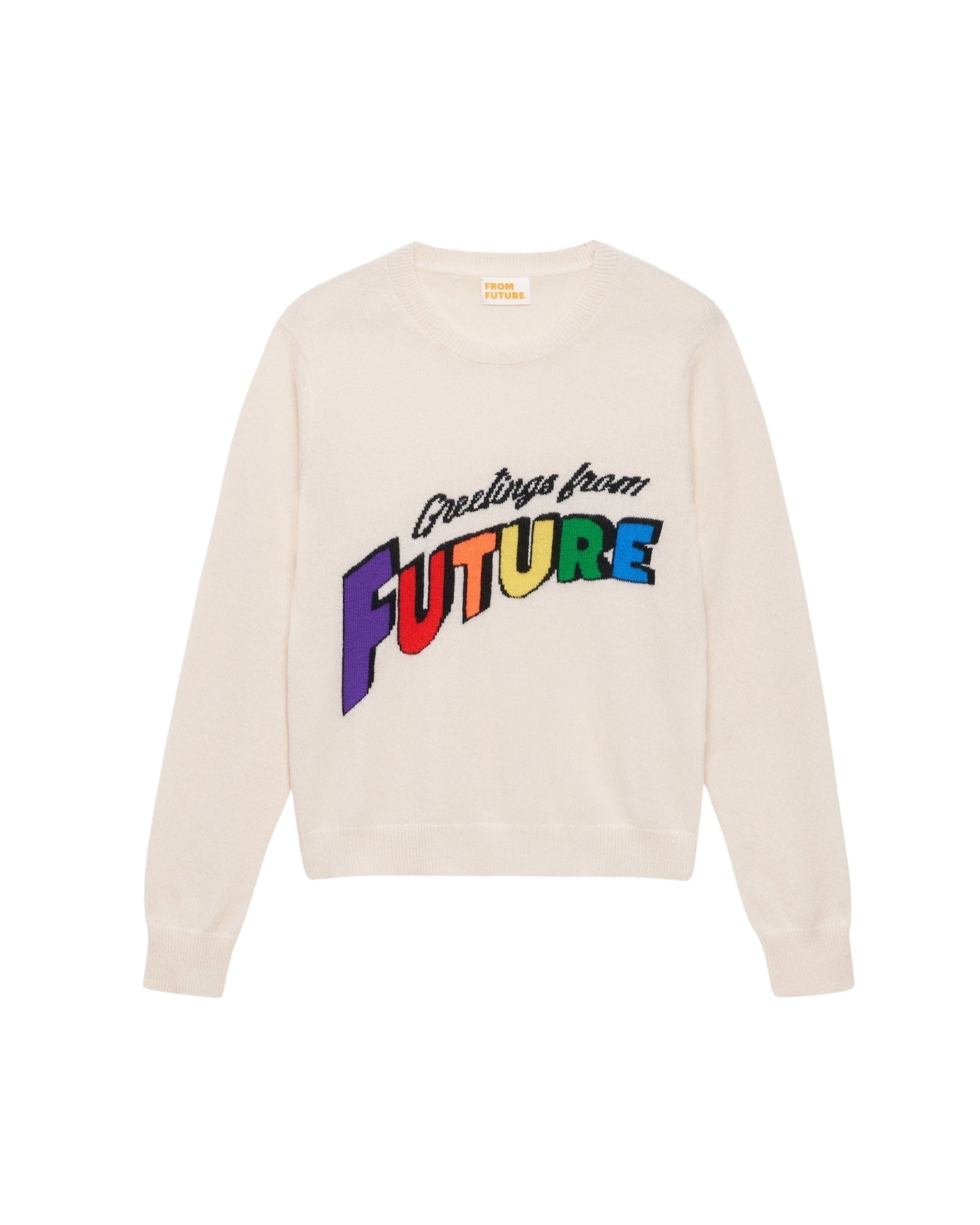 Pull Greetings from future court en cachemire - Ecru