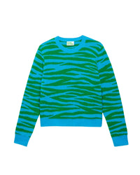 Pull Zebre bicolore en cachemire - Blue Green Zebra