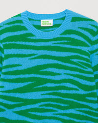Pull Zebre bicolore en cachemire - Blue Green Zebra