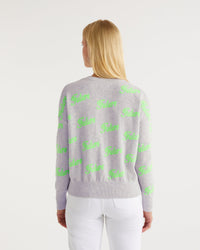 Pull oversize à imprimé future en cachemire - Light Heather Gray