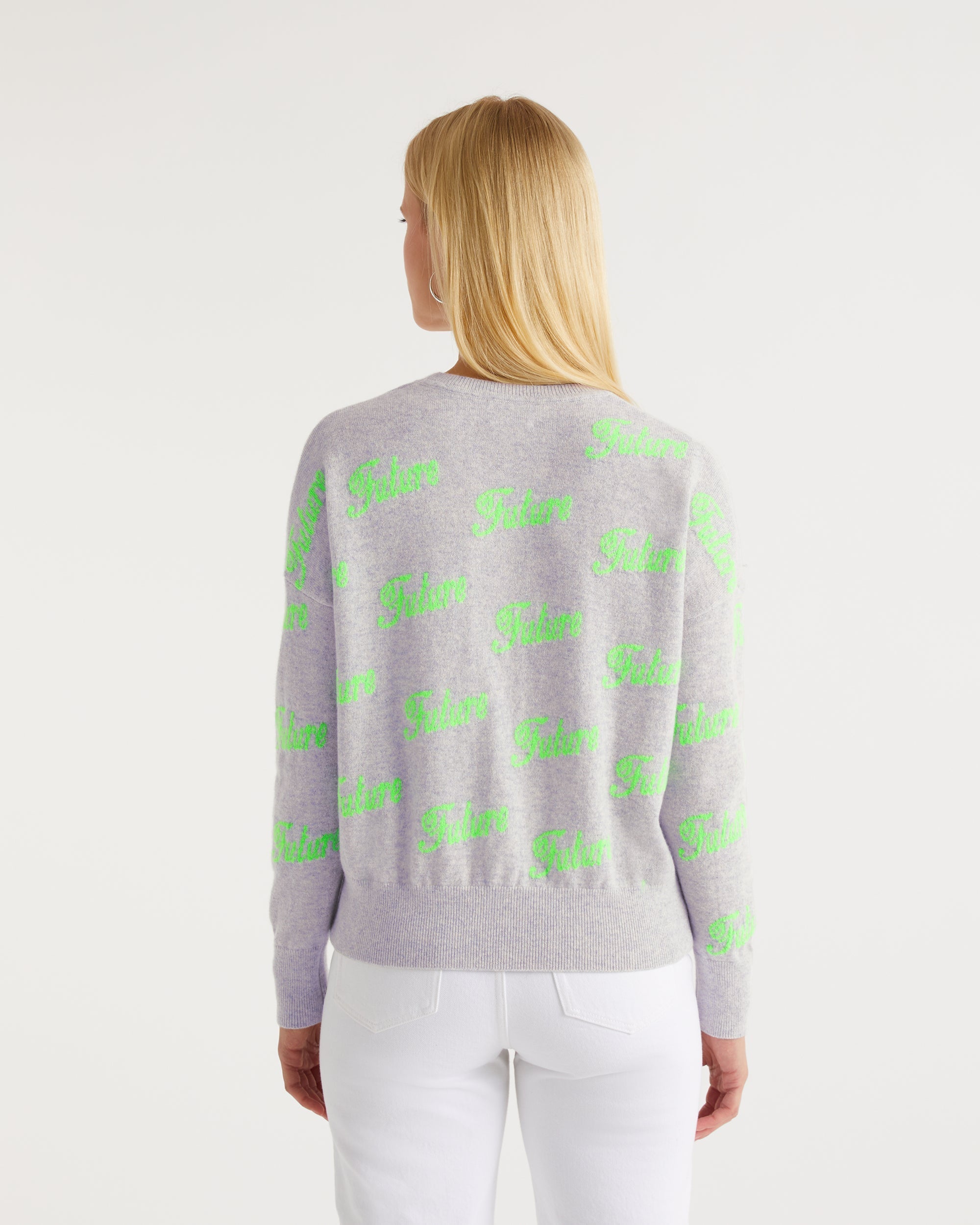 Pull oversize à imprimé future en cachemire - Light Heather Gray