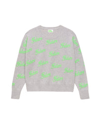 Pull oversize à imprimé future en cachemire - Light Heather Gray