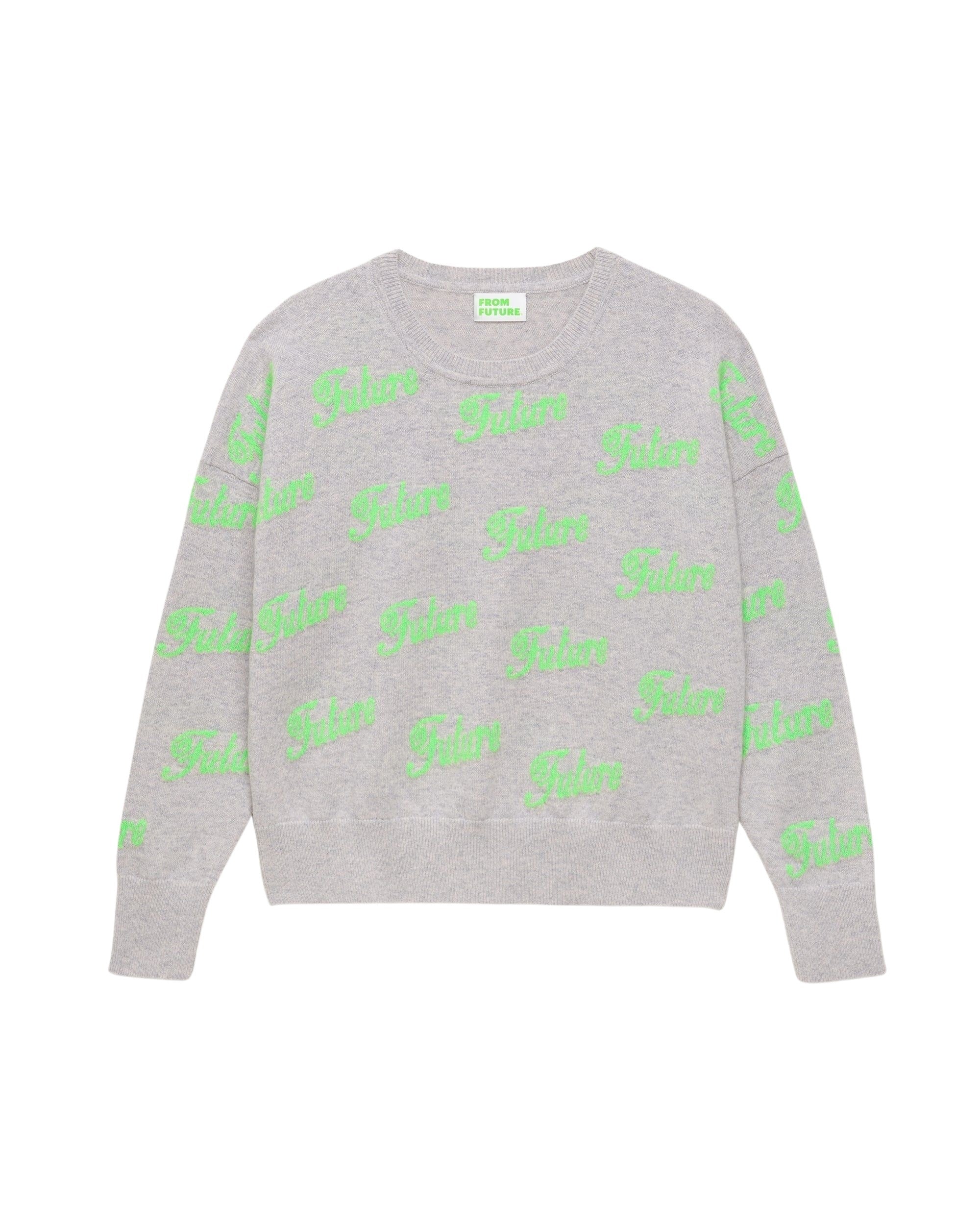 Pull oversize à imprimé future en cachemire - Light Heather Gray
