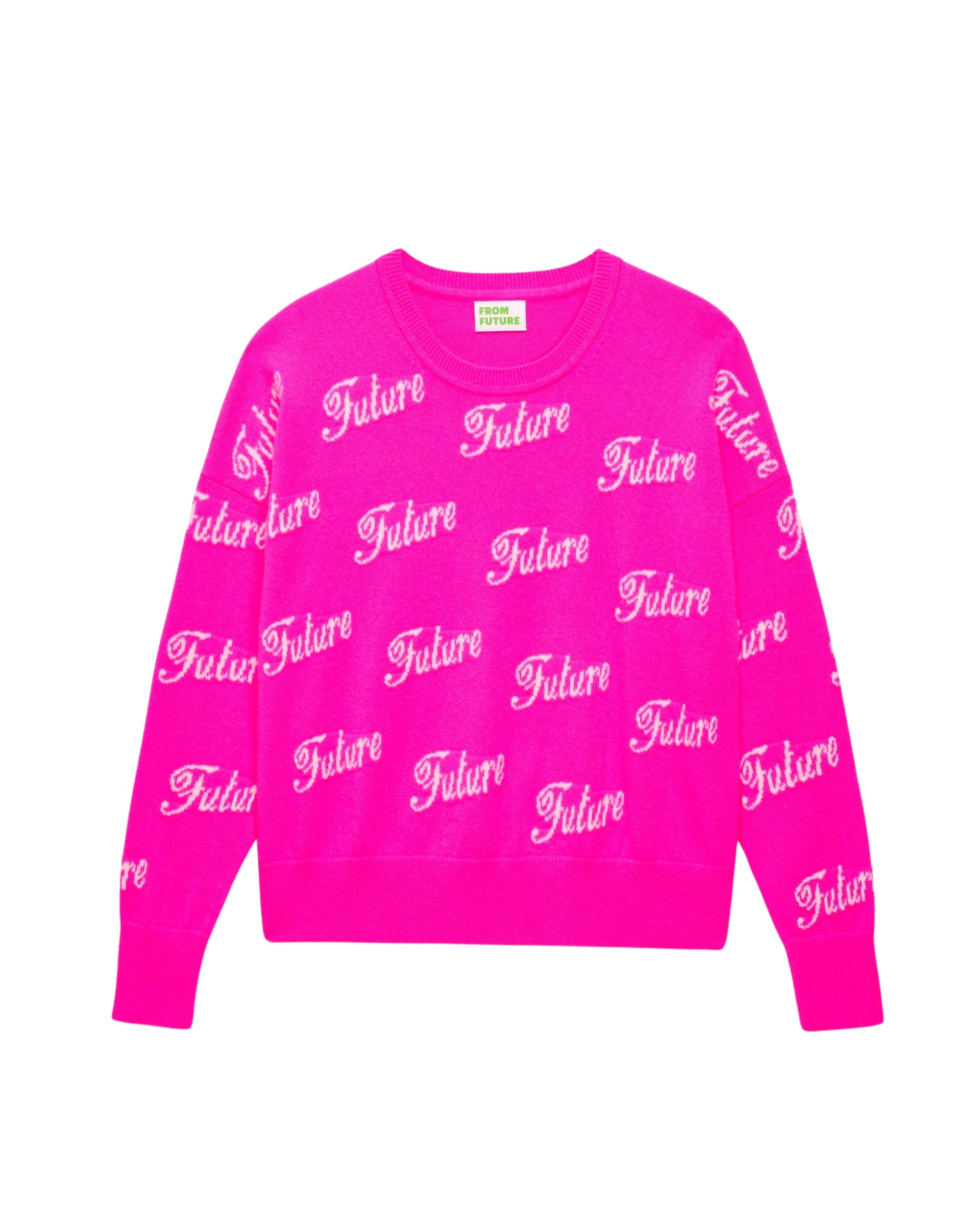 Pull oversize à imprimé future en cachemire - Summer Fuchsia