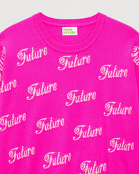 Pull oversize à imprimé future en cachemire - Summer Fuchsia