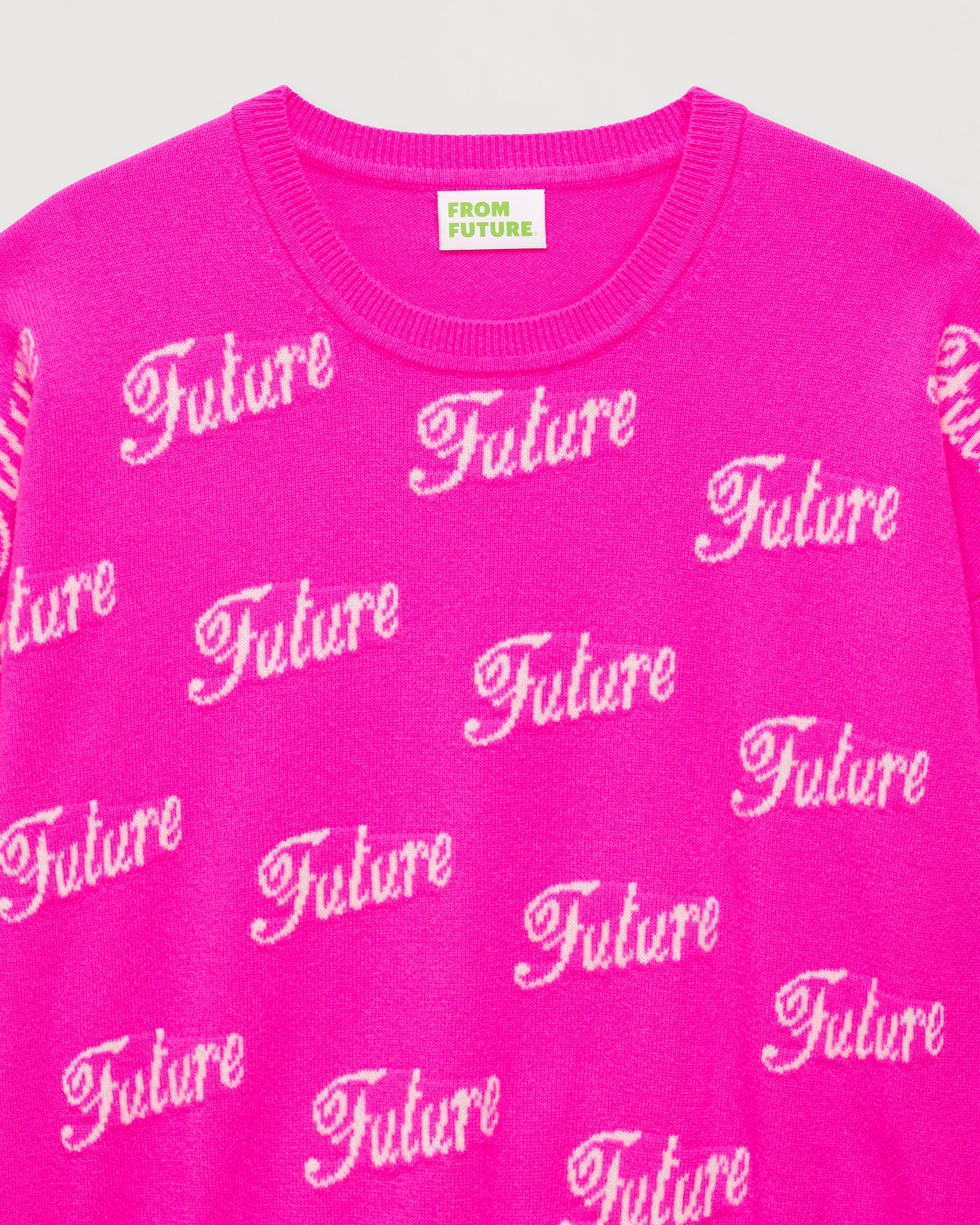 Pull oversize à imprimé future en cachemire - Summer Fuchsia