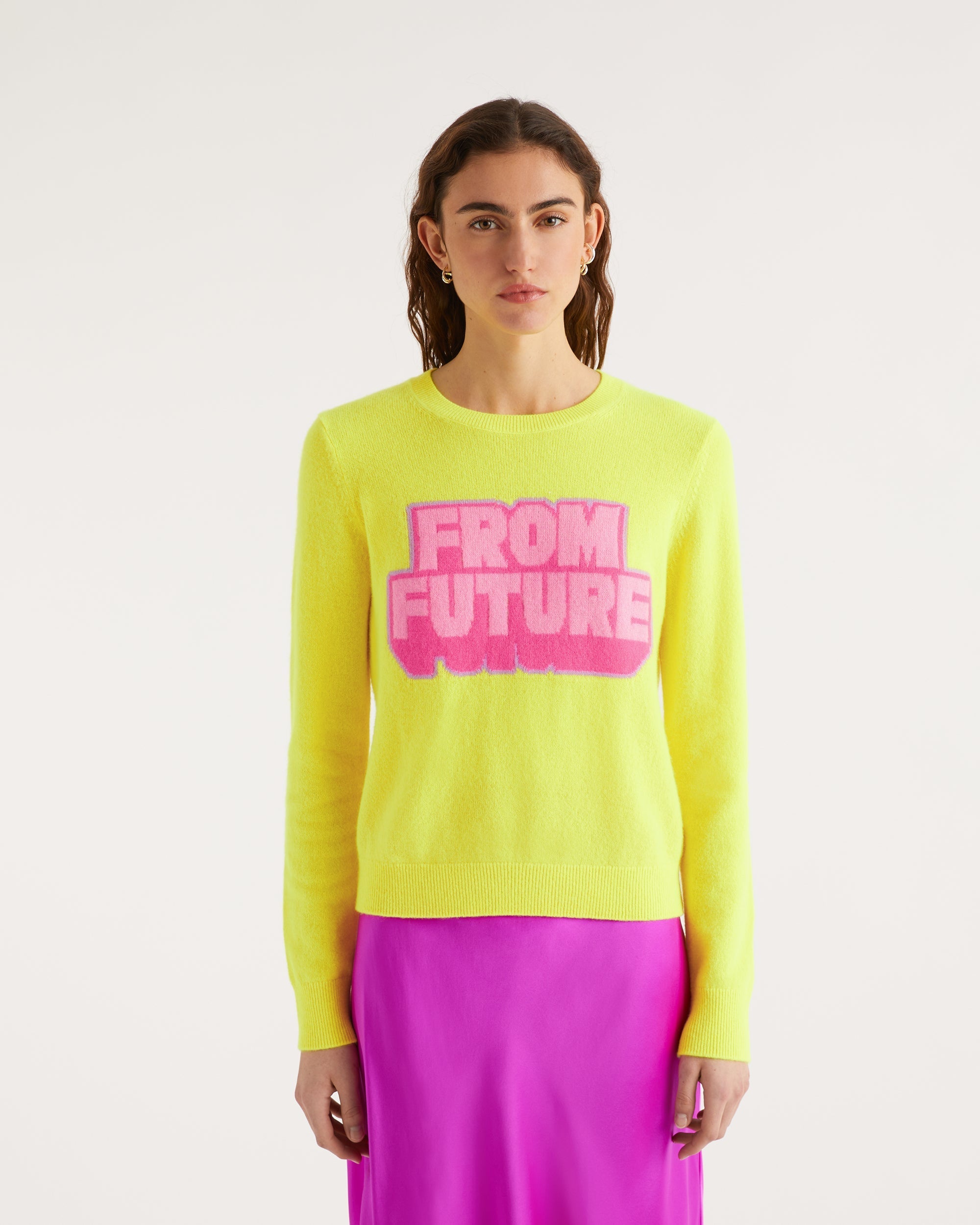Pull From future tricolore Light en cachemire - Neon Yellow