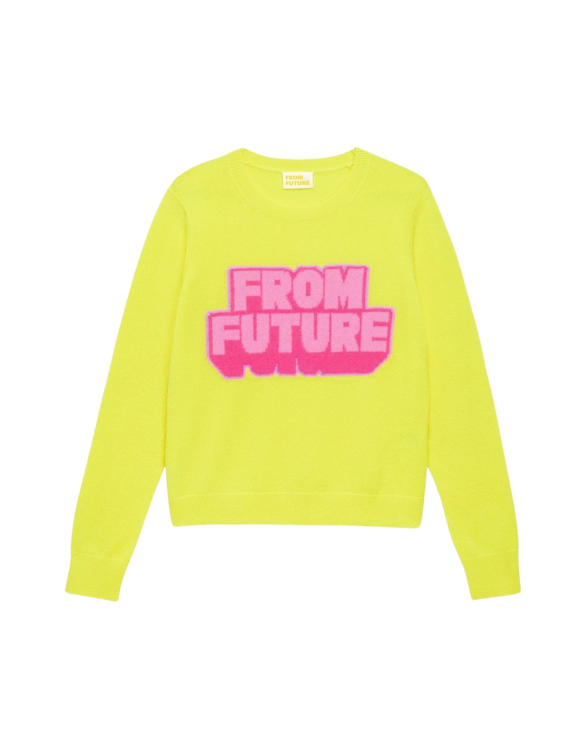 Pull From future tricolore Light en cachemire - Neon Yellow