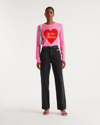 Pull à cœur Be my future en cachemire - Party Pink