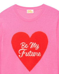 Pull à cœur Be my future en cachemire - Party Pink
