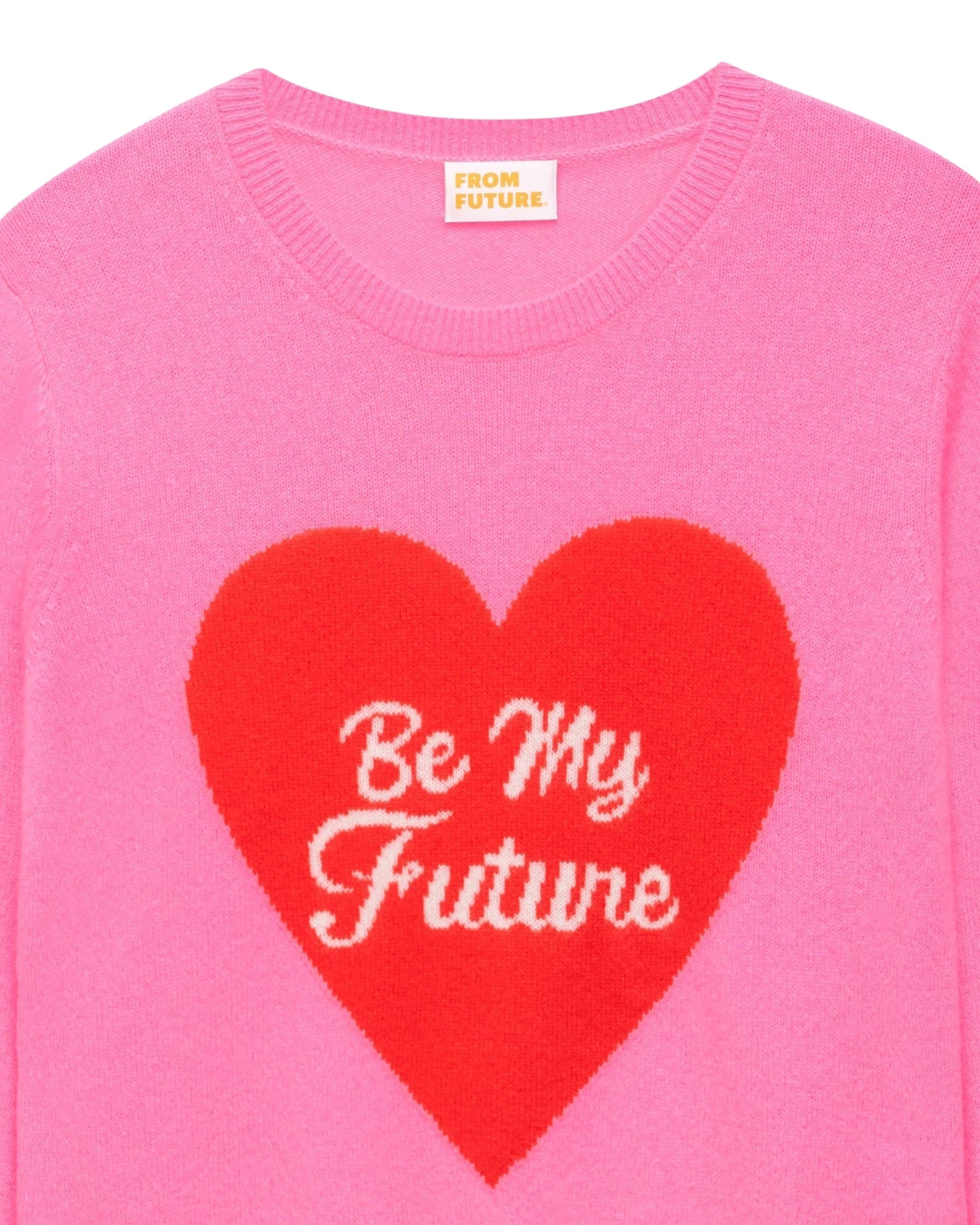 Pull à cœur Be my future en cachemire - Party Pink