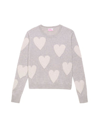 Pull à coeur all-over Light en cachemire - Light Heather Gray