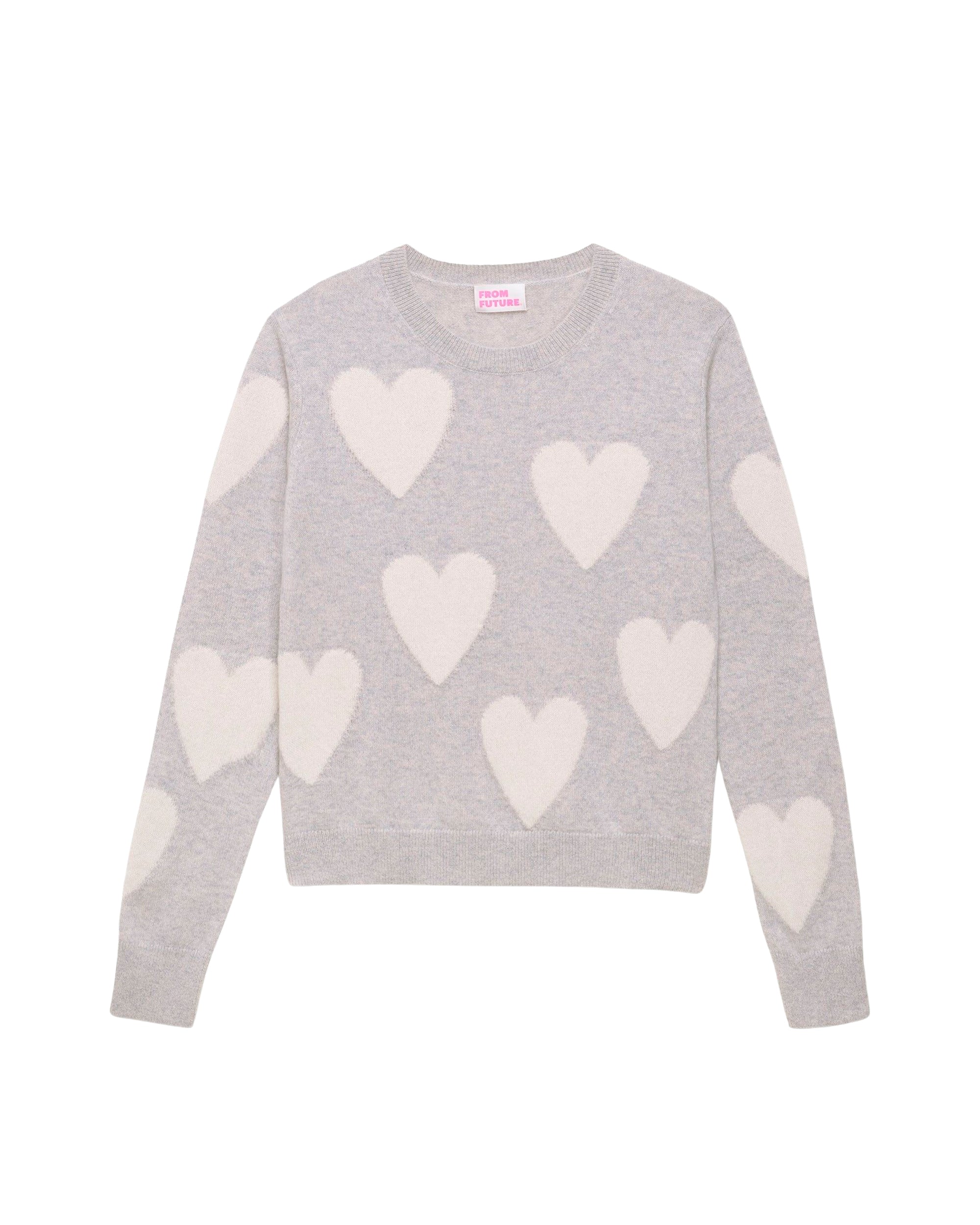 Pull à coeur all-over Light en cachemire - Light Heather Gray
