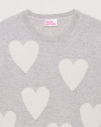 Pull à coeur all-over Light en cachemire - Light Heather Gray