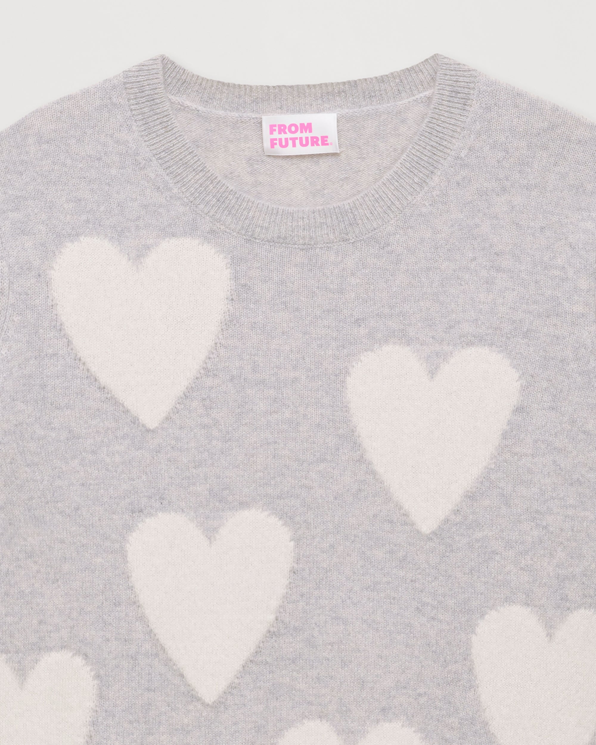 Pull à coeur all-over Light en cachemire - Light Heather Gray