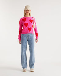 Pull à coeur all-over Light en cachemire - Light Heather Gray