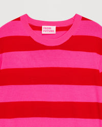 Pull à rayures larges en laine mérinos - Summer Fuchsia