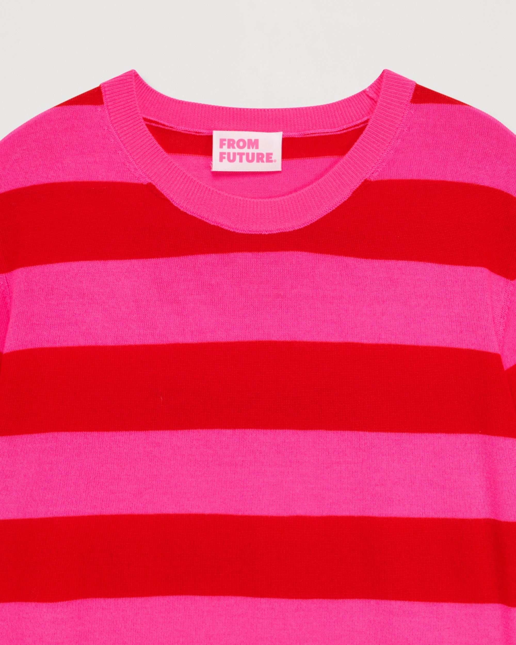 Pull à rayures larges en laine mérinos - Summer Fuchsia