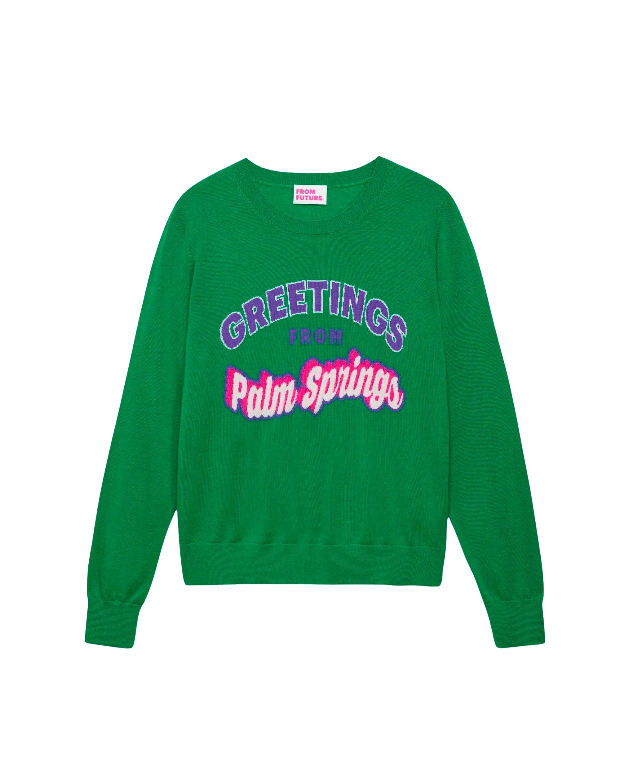 Pull Greeting From Palm Springs en laine mérinos - Summer Green