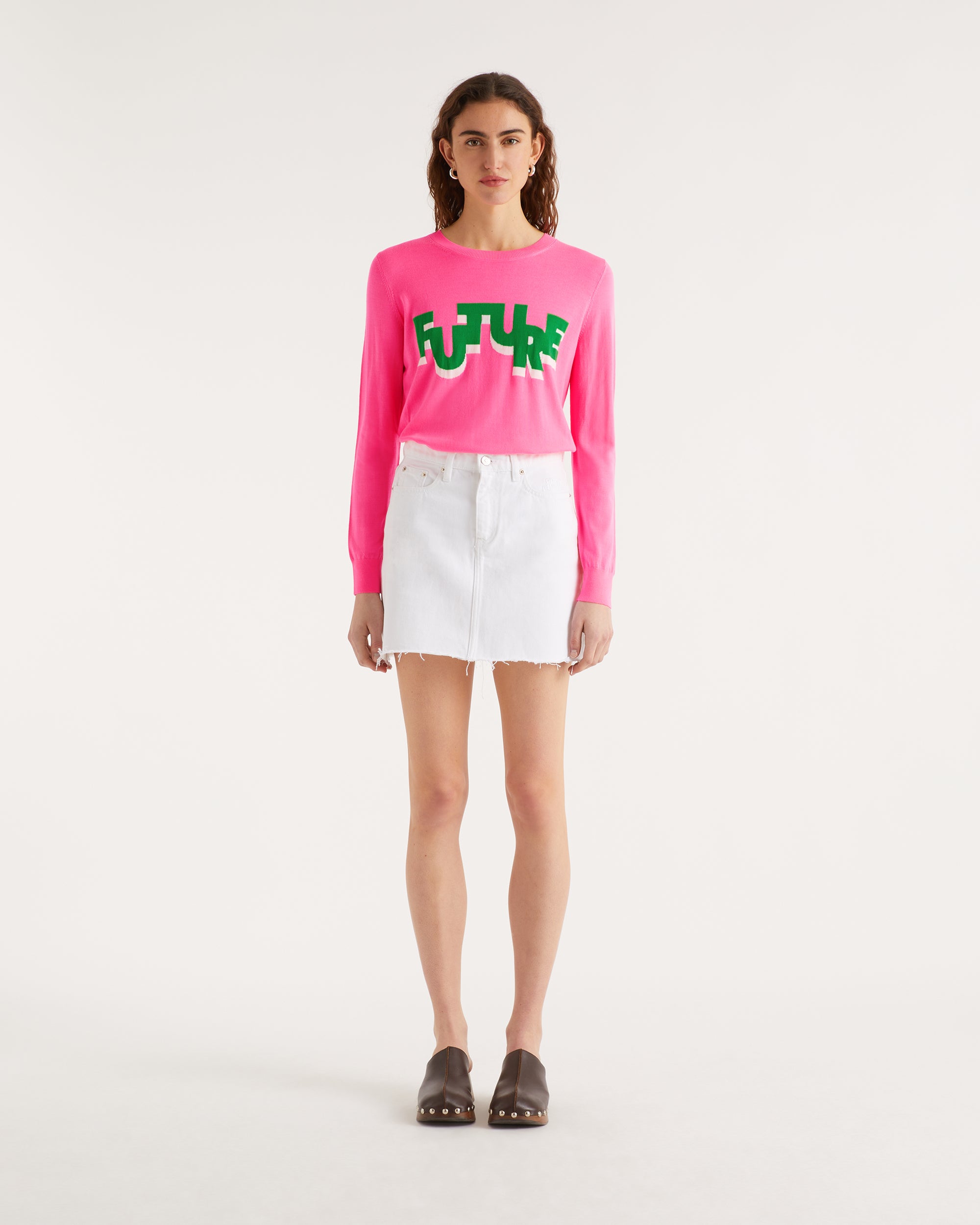 Pull Future bicolore en laine mérinos - Holiday Pink