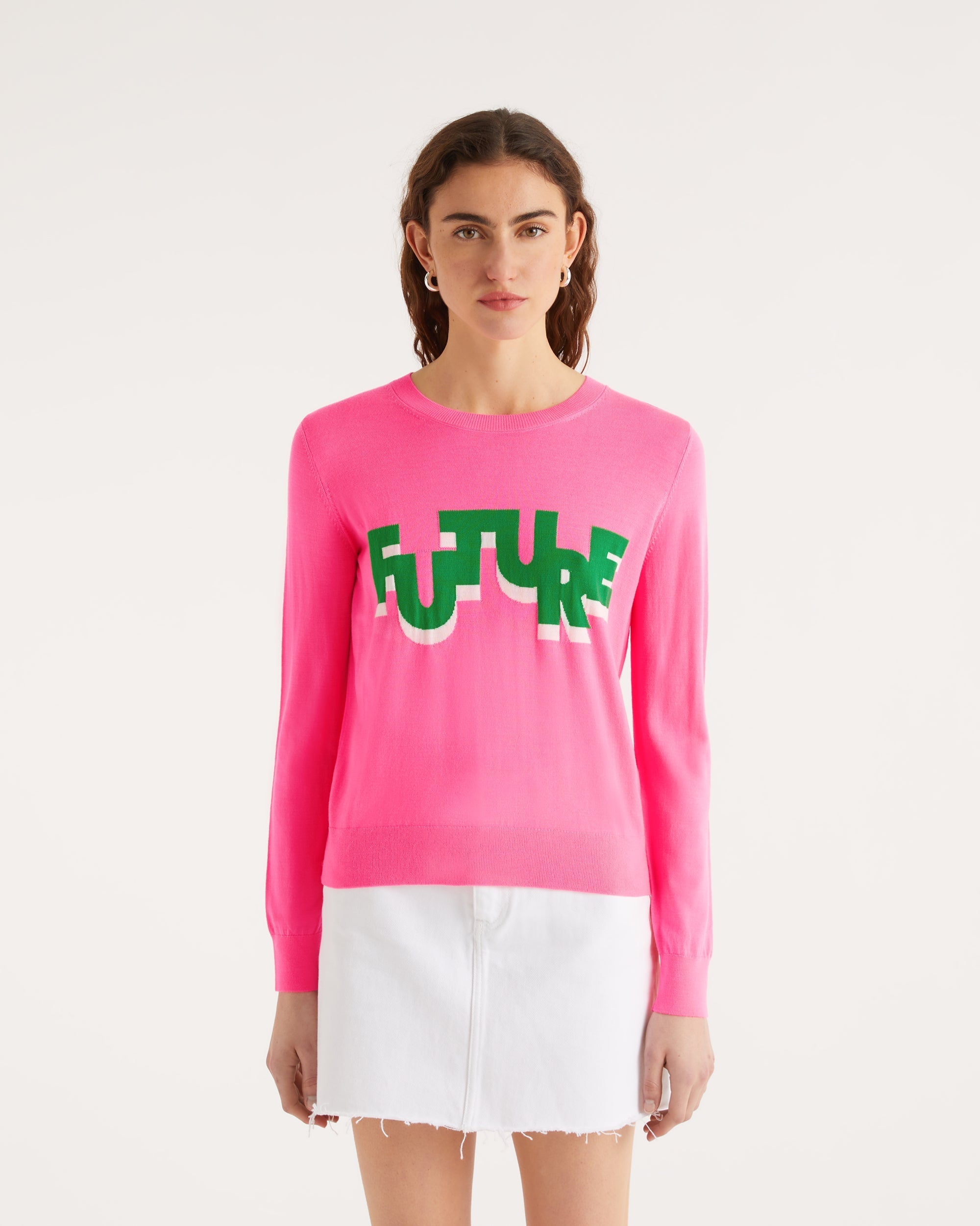 Pull Future bicolore en laine mérinos - Holiday Pink