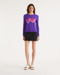 Pull Future bicolore en laine mérinos - Neon Purple